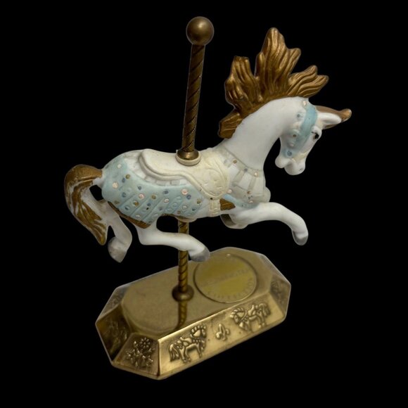 Vintage Westminster Carousel Horse Figurines Set Of 2 Gold Base Porcelain Collec - Picture 6 of 9